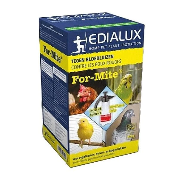 EDIALUX For-mite Tegen Bloedluizen 820 G + Verstuiver 3 EDIALUX For-mite Tegen Bloedluizen 820 G + Verstuiver