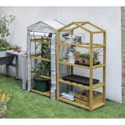 Vegtrug Kweekkas Met Houten Frame - 4 Rekken -Outdoor Tuinonderhoudswinkel kweekkas vegtrug 4 rekken 1625039832 4 600