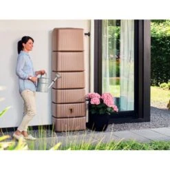 Regenton Muurmodel Slim 650 Liter + Kraan - Taupe -Outdoor Tuinonderhoudswinkel regenton muurmodel slim 650l taupe kr 1603726255 600
