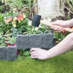 Tuinafboording Kunststof Steenlook Grijs - 240 Cm -Outdoor Tuinonderhoudswinkel tuinafboording steengrijs 240 cm 1484057391 3 600